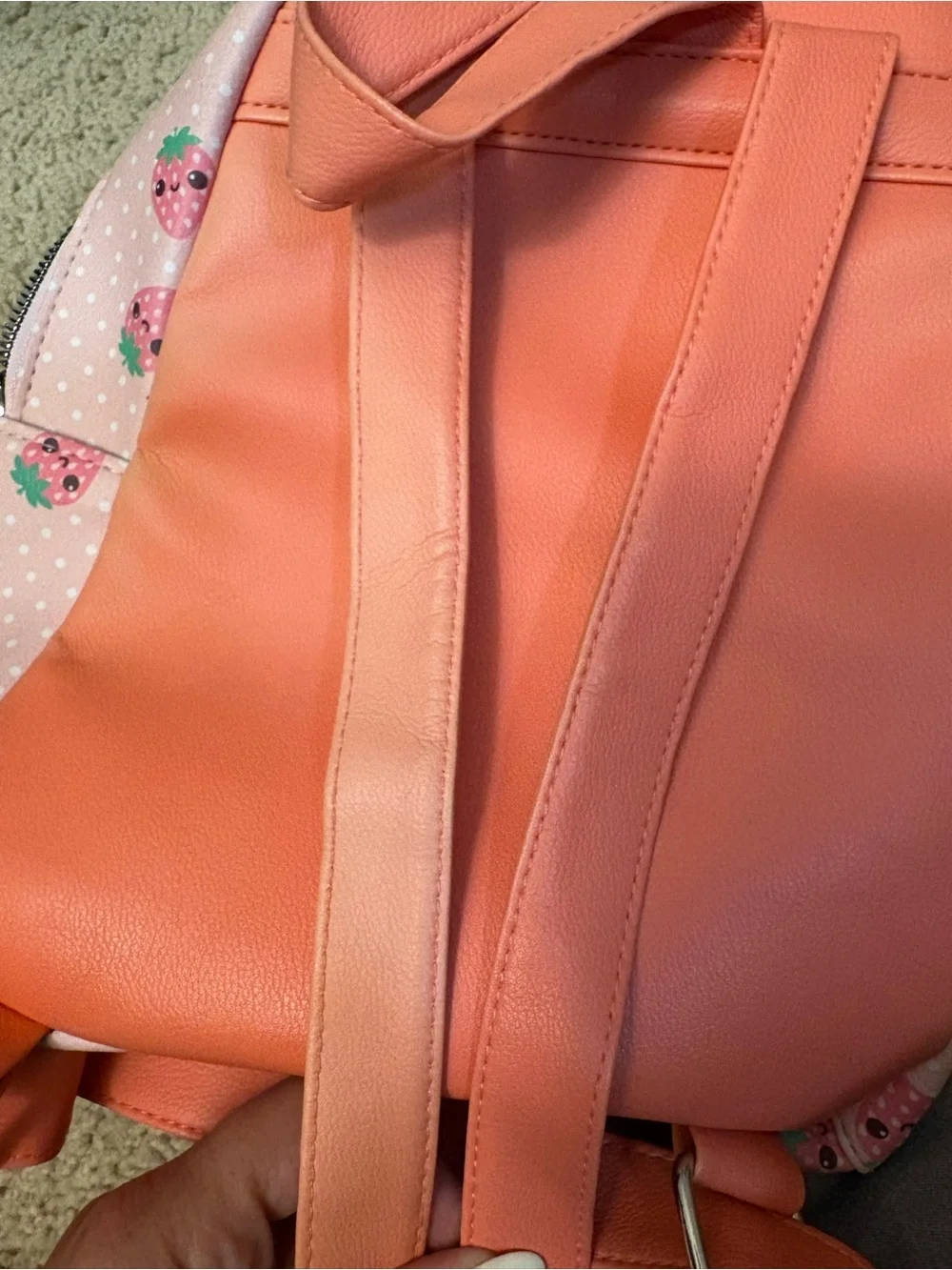Strawberry Print Pink Mini Backpack